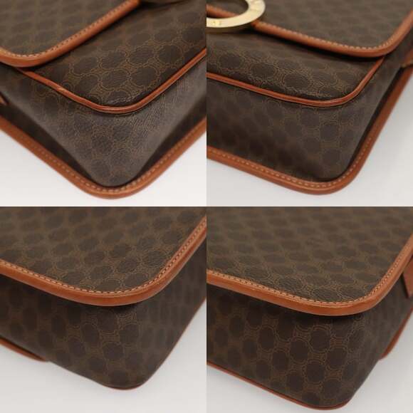 CELINE Macadam Canvas Shoulder Bag Pvc Leather Brown Gold - Picture 10 of 12